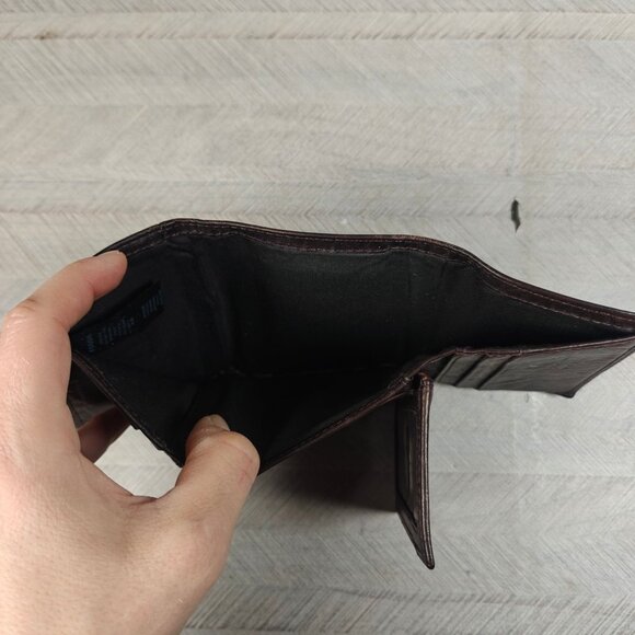 Vintage Fossil Men's Wallet Dark Brown Leather Trifold - Picture 5 of 8